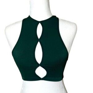 URBAN OUTFITTERS Out From Under RIbbed Cut Out Crop Top Size XS/Small Green